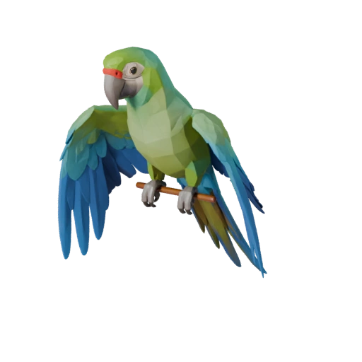 Modelo 3D de Arara Baixo Poli - Asset para Jogos Unity com FBX