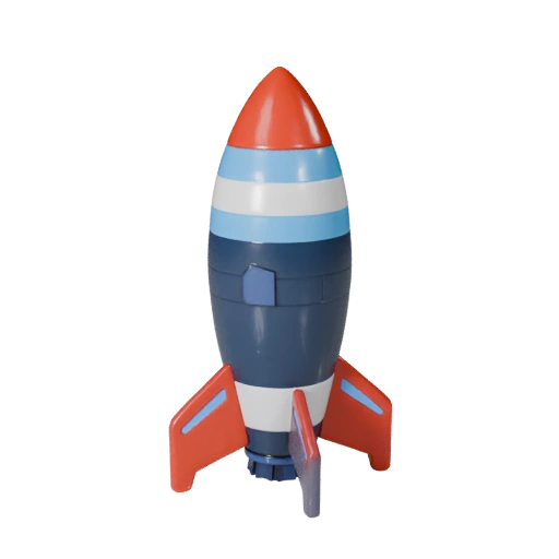 Modèle 3D de Fusée Dessin Animé pour Jeux Stylisés Actif PBR