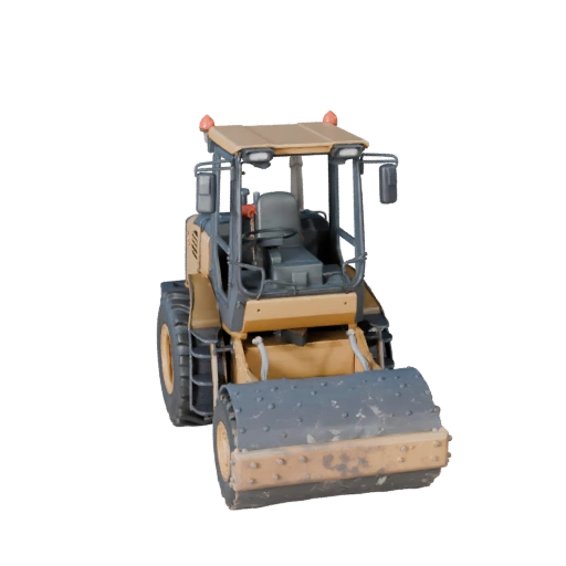 Modelo 3D de Rolo Compactador Pronto para Jogo para Jogos em Tempo Real - PBR