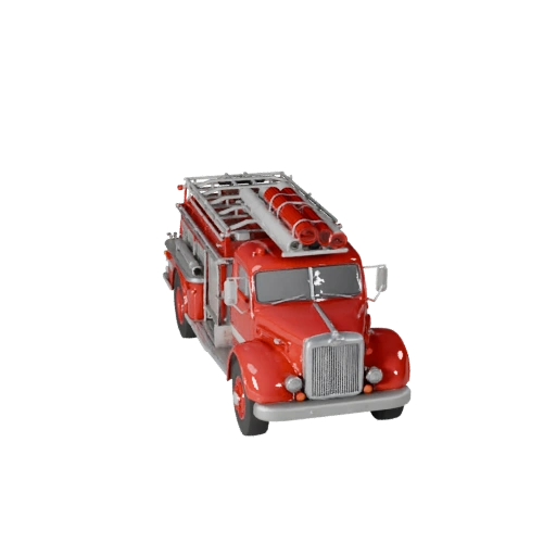 Hohes Poly Oldtimer-Feuerwehrauto 3D-Modell für Studio-Renderings