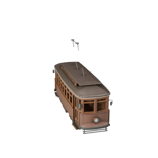 Low Poly Oldtimer-Straßenbahn 3D-Modell für Unity & Unreal