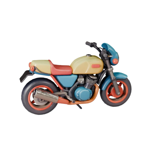 Retro-Motorrad 3D-Modell - Stilisierte Low-Poly-Spiel-Asset