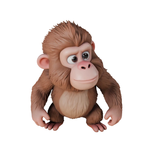 Modèle 3D de Babouin Dessin Animé - Asset Stylisé pour Animation | PBR