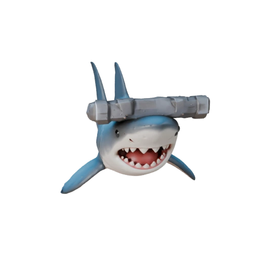 Modèle 3D de Requin Marteau Dessin Animé - Actif Stylisé pour l'Animation