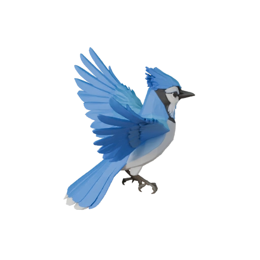 Hohe Poly Blauer Jay 3D Modell - Detailliertes STL-Asset für den Druck