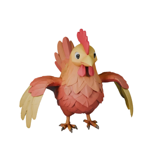Hohes Poly Hähnchen 3D Modell - Detailliertes STL-Asset zum Drucken